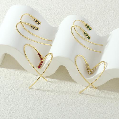 Boucles d'oreilles en laiton zircon cubique pavent, Placage de couleur d'or, bijoux de mode & pavé de micro zircon & pour femme, plus de couleurs à choisir, protéger l'environnement, sans nickel, plomb et cadmium, 17x40mm, Vendu par paire