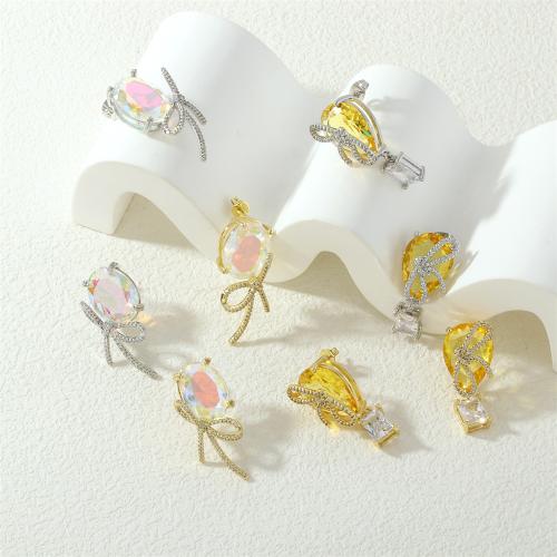 Boucles d'oreilles en laiton zircon cubique pavent, Noeud papillon, Placage, bijoux de mode & normes différentes pour le choix & pavé de micro zircon & pour femme, plus de couleurs à choisir, protéger l'environnement, sans nickel, plomb et cadmium, Vendu par paire