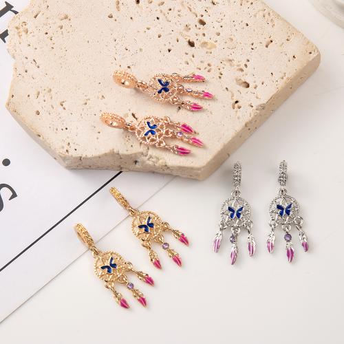 Tibetan Style Enamel Pendants, Dream Catcher, plated, DIY & with rhinestone, more colors for choice, nickel, lead & cadmium free, 1.30x1x4.10mm, Sold By PC