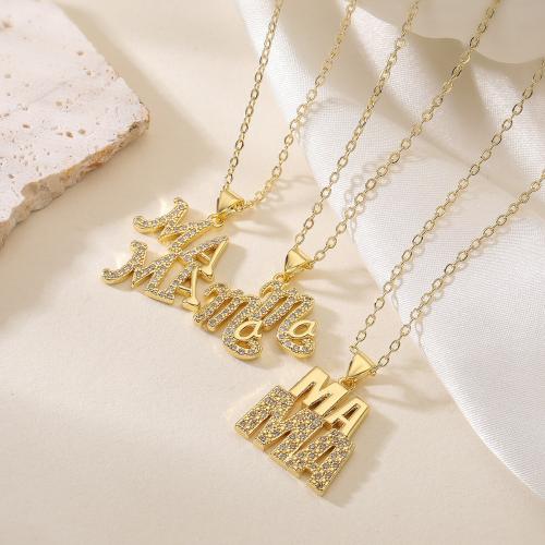 Cubic Zircon Micro Pave Brass Necklace, Alphabet Letter, gold color plated, different styles for choice & micro pave cubic zirconia & for woman, more colors for choice, nickel, lead & cadmium free, Sold By PC