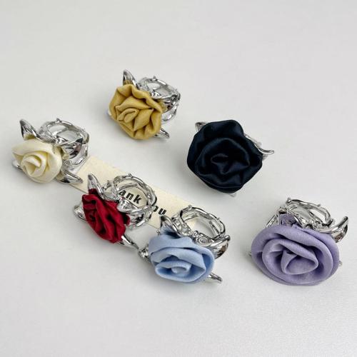 Tibetan Style Finger Ring, with Cloth, plated, 3D effect & for woman & hollow, more colors for choice, US Ring Size:7, Sold By PC