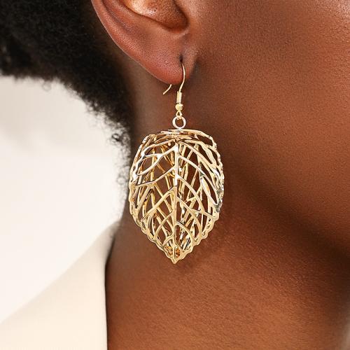 Tibetan Style Drop Earrings, plated, for woman, gold, Sold By Pair