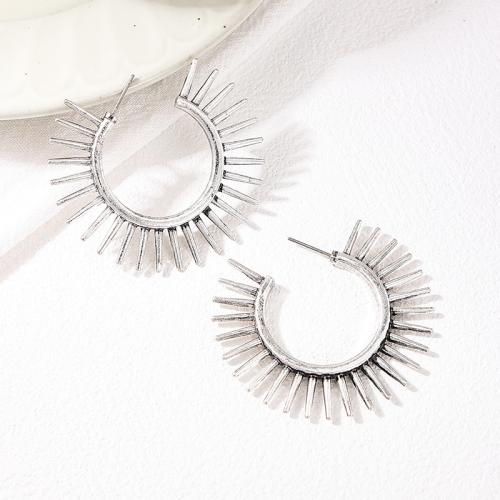 Tibetan Style Stud Earring, plated, for woman, silver color, Sold By Pair