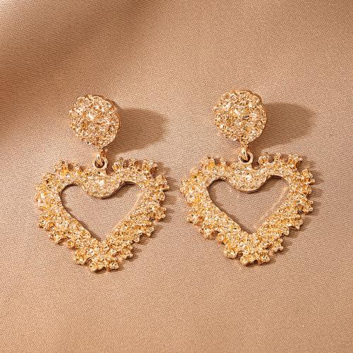 Tibetan Style Stud Earring, Heart, plated, for woman, gold, Sold By Pair