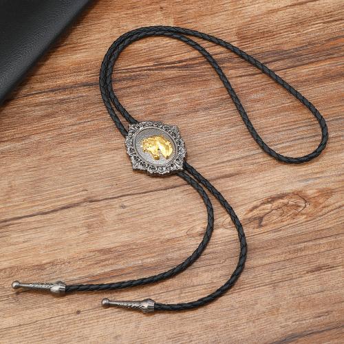 PU Leather Cord Necklace, with turquoise & Tibetan Style, plated, different styles for choice & for man, black, Sold By PC