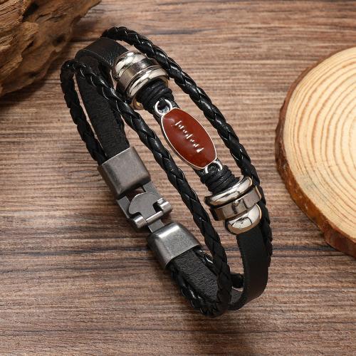 PU Leather Cord Bracelets, with Tibetan Style, plated, different styles for choice & for man, more colors for choice, Sold By PC