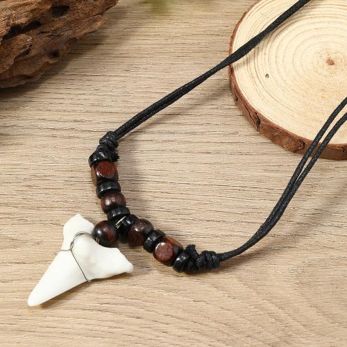 Wood Necklace, with Wax Cord, Bohemian style & Unisex, more colors for choice, Sold By PC