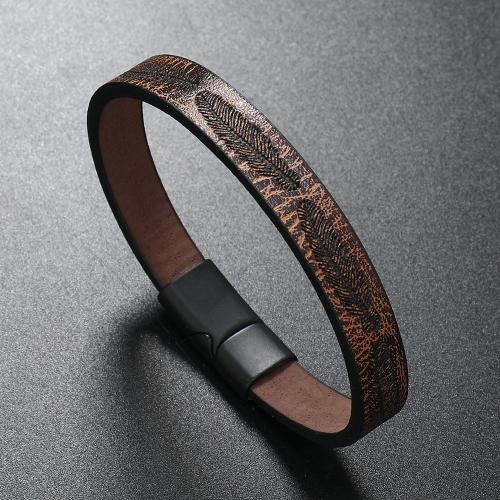 PU Leather Cord Bracelets, with Tibetan Style, vintage & for man, more colors for choice, Sold By PC