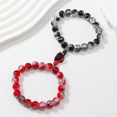 Paar Armband und Armreif, Zinklegierung, mit Lampwork, 2 Stück & unisex & verschiedene Stile für Wahl, schwarz und rot, verkauft von setzen