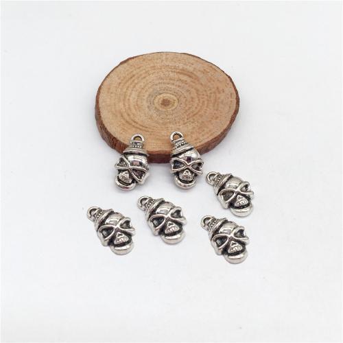 Tibetan Style Skull Pendants, antique silver color plated, DIY, 16x9mm, 100PCs/Bag, Sold By Bag