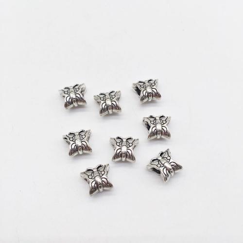 Perles animaux en alliage de zinc, papillon, Plaqué de couleur d'argent, DIY, 12x13mm, 100PC/sac, Vendu par sac