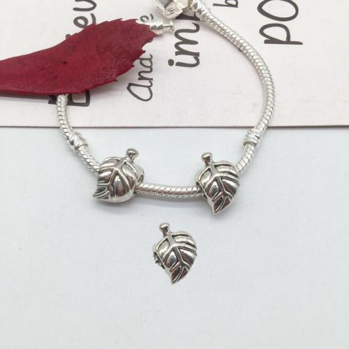 Tibetan Style Bail Beads, Leaf, antique silver color plated, DIY, 14x14mm, 100PCs/Bag, Sold By Bag