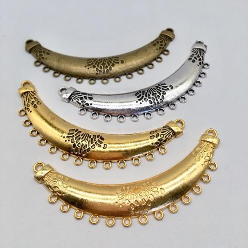 Tibetan Style Connector, Moon, plated, 2/13 loop & DIY, more colors for choice, 93x21x5mm, 100PCs/Bag, Sold By Bag