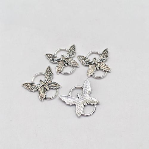 Connecteur en alliage de Zinc animal, papillon, Plaqué de couleur d'argent, DIY & boucle de 1/1, 25x27x2mm, 100PC/sac, Vendu par sac