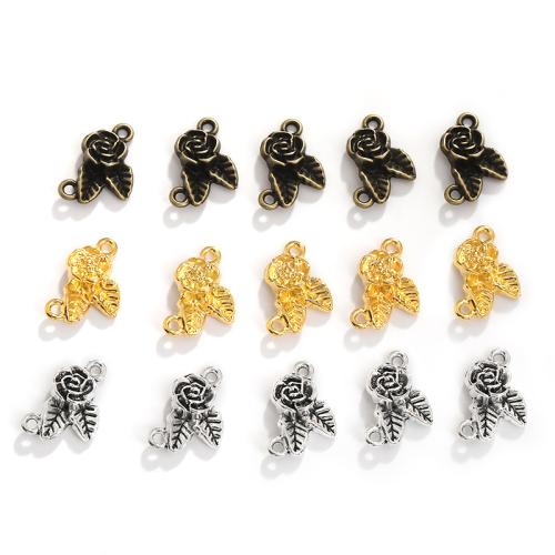 Flower Tibetan Style Connector, Rose, plated, DIY & 1/1 loop, more colors for choice, 20x16x3mm, 100PCs/Bag, Sold By Bag