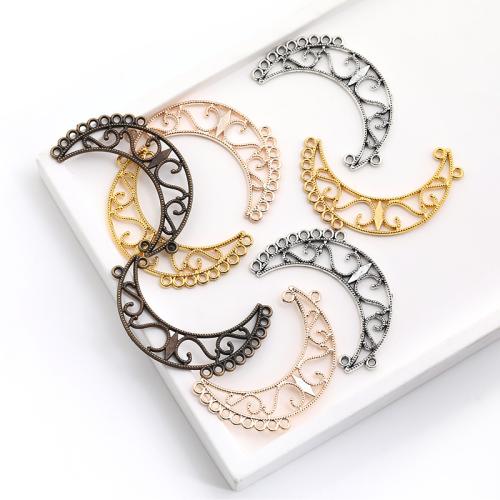 Tibetan Style Connector, Moon, plated, 2/9 loop & DIY, more colors for choice, 23x44mm, 100PCs/Bag, Sold By Bag