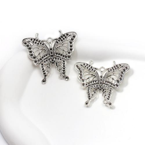 Animal Tibetan Style Connector, Butterfly, antique silver color plated, DIY & 1/1 loop, 49x25mm, 100PCs/Bag, Sold By Bag