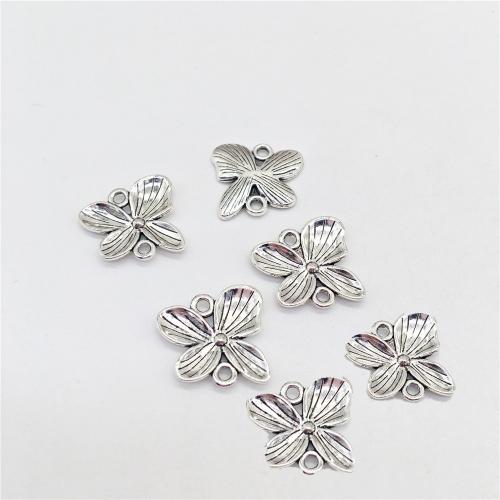 Fleur Tibetan Style connecteur, alliage de zinc, Plaqué de couleur d'argent, DIY & boucle de 1/1, 20x19mm, 100PC/sac, Vendu par sac