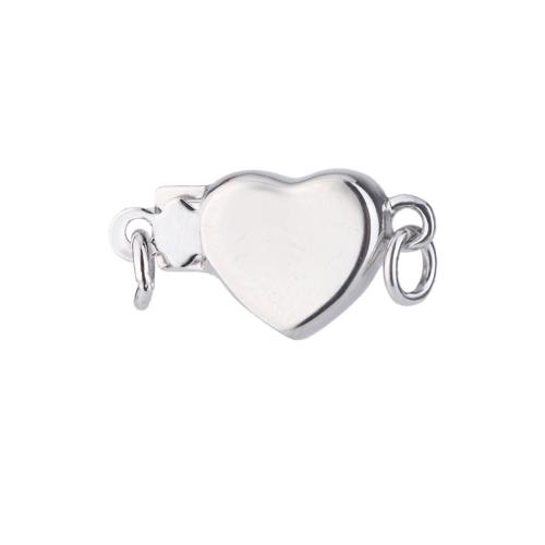 925 Sterling Silver Bracelet Findings, Heart, platinum plated, DIY, 8.40x7.80x3.60mm, Sold By PC