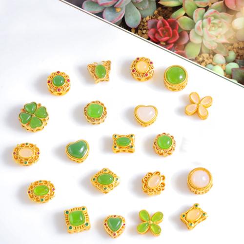 Brass Spacer Beads, with Resin, gold color plated, DIY & different styles for choice, Sold By PC