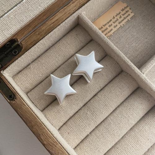 Brass Leverback Earring, Star, fashion jewelry & for woman, silver color, 16x16mm, Sold By Pair