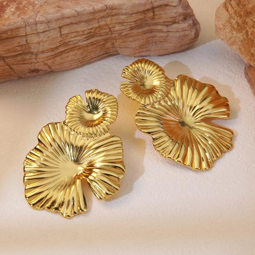 Stainless Steel Stud Earrings, 304 Stainless Steel, fashion jewelry & for woman, golden, 53.50x39.60mm, Sold By Pair