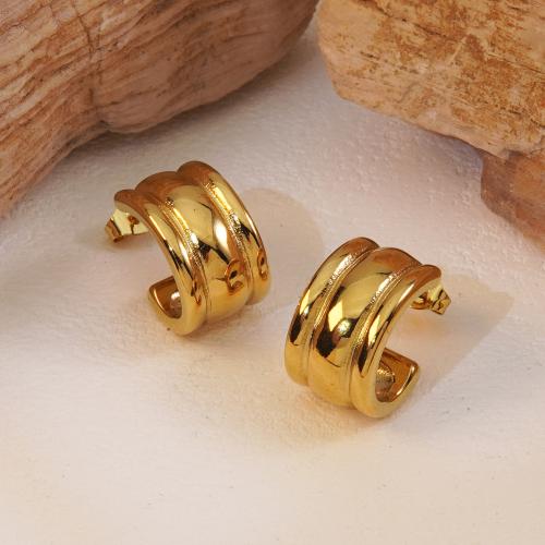 Stainless Steel Stud Earrings, 304 Stainless Steel, 18K gold plated, fashion jewelry & for woman, golden, 18.30x11mm, Sold By Pair