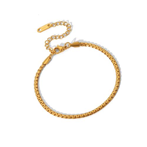 Bijoux bracelet en acier inoxydable, Acier inoxydable 304, avec 5cm chaînes de rallonge, Plaqué or 18K, bijoux de mode & pour femme, doré, Longueur:Environ 18 cm, Vendu par PC