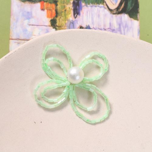 Hair Accessories DIY Findings, Seedbead, with Plastic Pearl, Flower, handmade, 48x34mm, Sold By PC