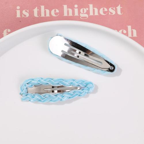 Hair Slide, Iron, with Cloth, DIY & for woman, more colors for choice, 20x60mm, Sold By PC