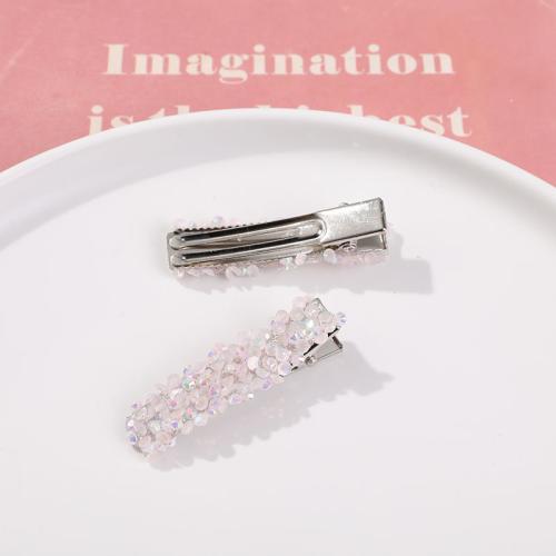 Hair Slide, Iron, with Glass Rhinestone, DIY & for woman, more colors for choice, 50x12mm, Sold By PC