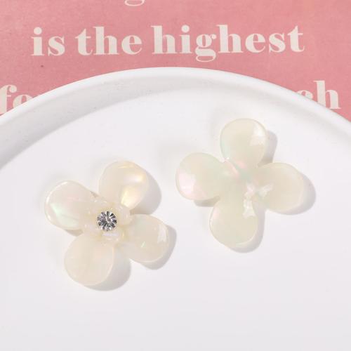 Hair Accessories DIY Findings, Acetate, Flower, polished, different color and pattern for choice & with rhinestone, 42x42mm, Sold By PC