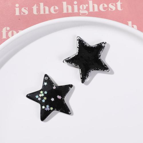 Mobile Phone DIY Decoration, Resin, with Sequins, Star, polished, Jet, 39x39mm, Sold By PC