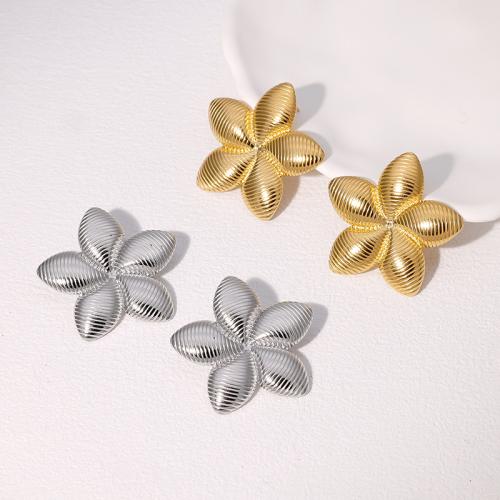 Stainless Steel Stud Earrings, 304 Stainless Steel, Flower, fashion jewelry & for woman, more colors for choice, Sold By Pair