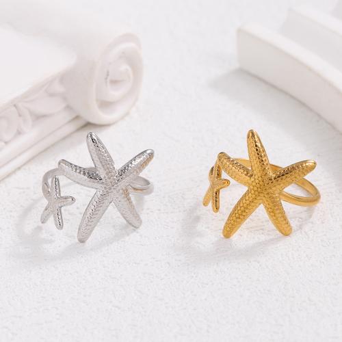 Stainless Steel Finger Ring, 304 Stainless Steel, Starfish, Adjustable & fashion jewelry & for woman, more colors for choice, Sold By PC