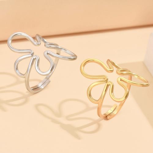 Stainless Steel Finger Ring, 304 Stainless Steel, Flower, fashion jewelry & for woman, more colors for choice, US Ring Size:7, Sold By PC