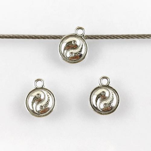 Tibetan Style Pendants, Round, antique silver color plated, DIY, nickel, lead & cadmium free, 10x13mm, 100PCs/Bag, Sold By Bag