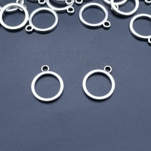 Pendentifs en alliage de zinc, Rond, Plaqué de couleur d'argent, DIY, protéger l'environnement, sans nickel, plomb et cadmium, 16mm, 100PC/sac, Vendu par sac