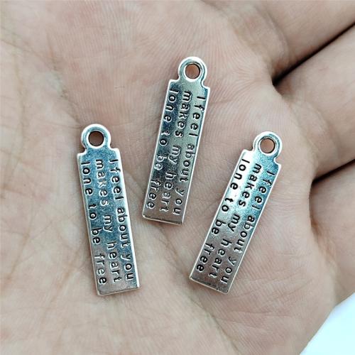 Zink-Aluminium-Anhänger, Zinklegierung, Rechteck, antik silberfarben plattiert, DIY, frei von Nickel, Blei & Kadmium, 8x30mm, 100PCs/Tasche, verkauft von Tasche