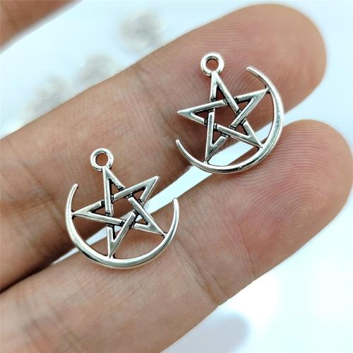 Tibetan Style Star Pendant, antique silver color plated, DIY, nickel, lead & cadmium free, 16x19mm, 100PCs/Bag, Sold By Bag