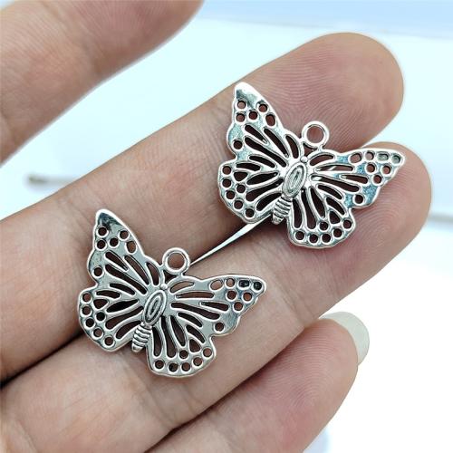 Tibetan Style Animal Pendants, Butterfly, antique silver color plated, DIY, nickel, lead & cadmium free, 29x20mm, 100PCs/Bag, Sold By Bag