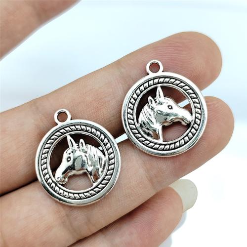 Tibetan Style Pendants, Round, antique silver color plated, DIY, nickel, lead & cadmium free, 25x29mm, 100PCs/Bag, Sold By Bag