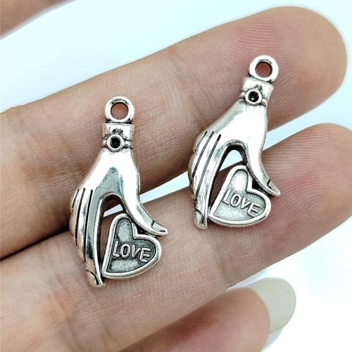 Tibetan Style Hand Pendants, antique silver color plated, DIY, nickel, lead & cadmium free, 15x30mm, 100PCs/Bag, Sold By Bag