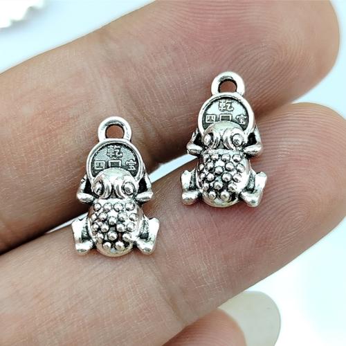 Tibetan Style Animal Pendants, Frog, antique silver color plated, DIY, nickel, lead & cadmium free, 11x17mm, 100PCs/Bag, Sold By Bag