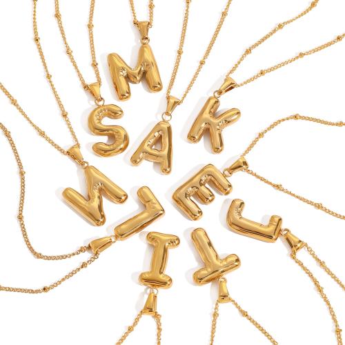 Stainless Steel Jewelry Necklace, 304 Stainless Steel, with 5cm extender chain, Alphabet Letter, plated, fashion jewelry & for woman, golden, Length:45 cm, Sold By PC