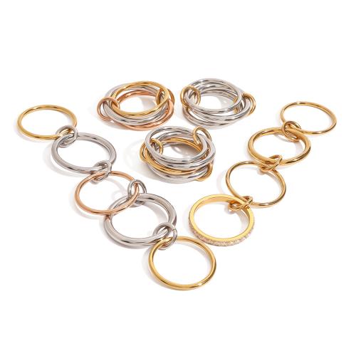 Stainless Steel Finger Ring, 304 Stainless Steel, plated, multilayer & different styles for choice & for woman, Sold By PC