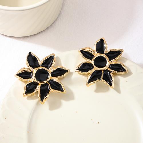 Tibetan Style Stud Earring, petals, plated, for woman & enamel, more colors for choice, Sold By Pair