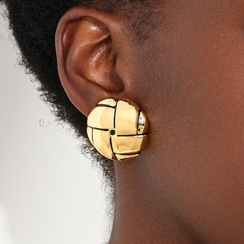 Tibetan Style Stud Earring, plated, for woman & enamel, gold, Sold By Pair