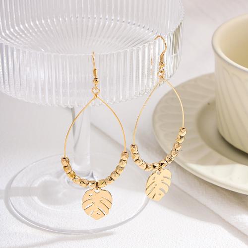 Tibetan Style Drop Earrings, plated, for woman, gold, Sold By Pair