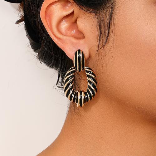 Tibetan Style Stud Earring, plated, for woman & enamel, gold, Sold By Pair